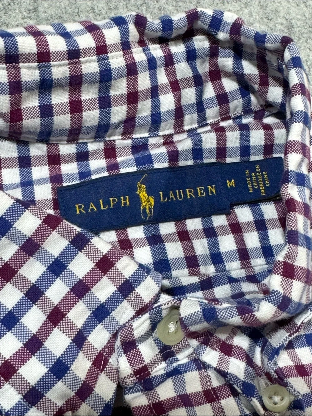 Polo Ralph Lauren Long Sleeve Button Down Shirt Red Blue White, Men’s Size M